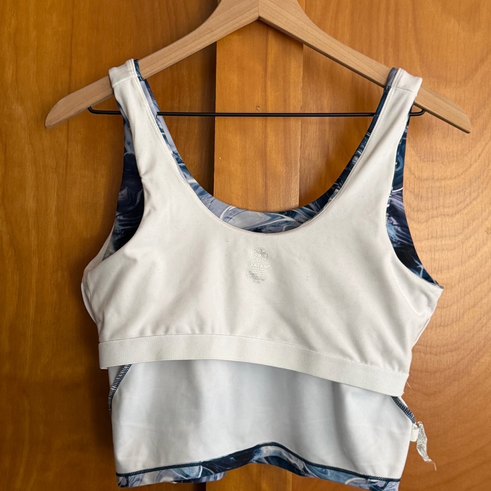 Gaiam Blue Swirl Marble Women's Sports Bra Tank Top Size Large - Picture 6 of 7
